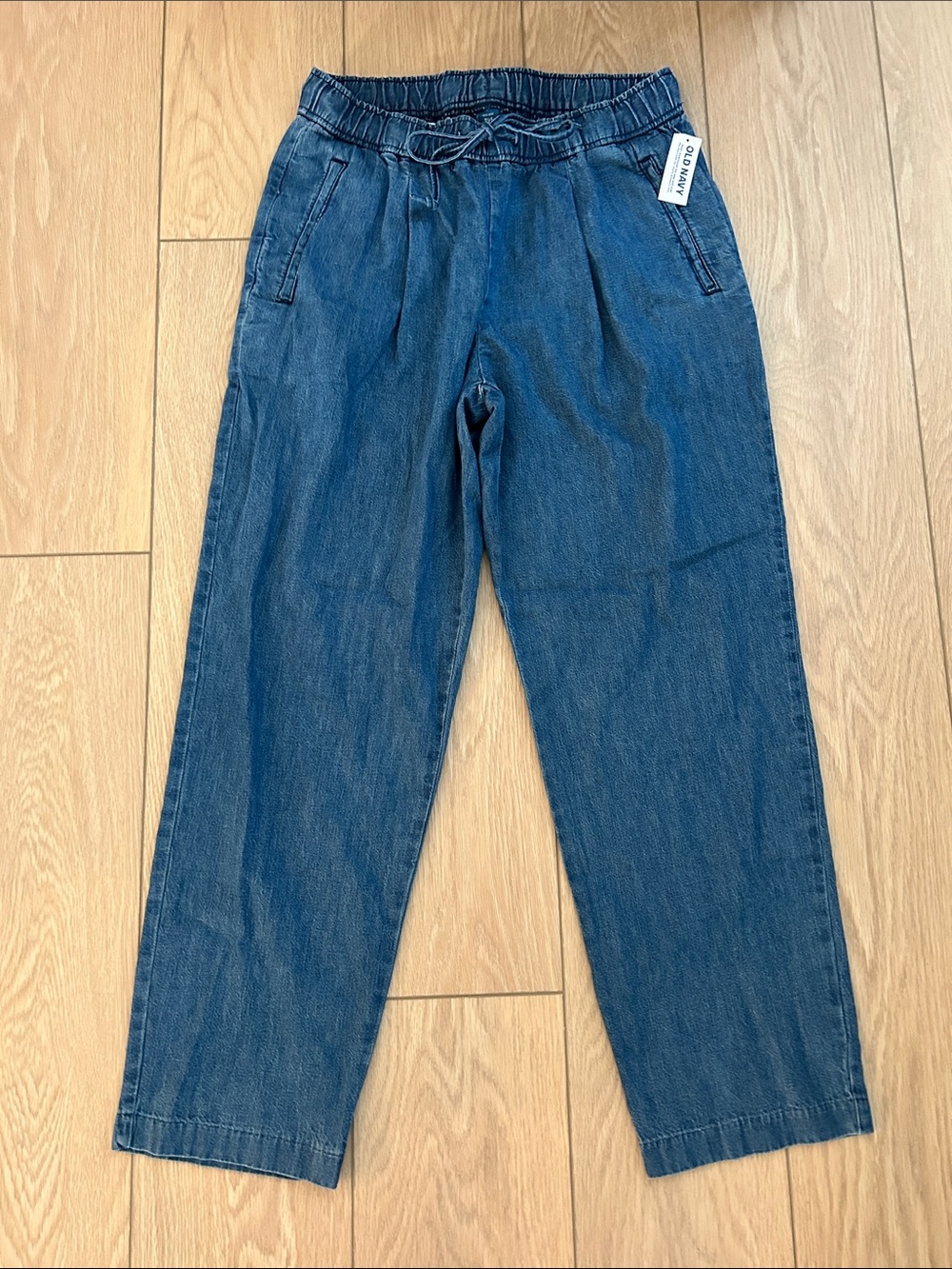 Old Navy Relaxed Drawstring Denim Pants - Dark Blue
